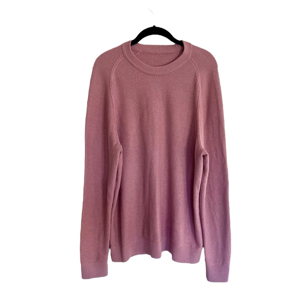 Lululemon Men’s Textured Knit Crewneck Sweater mauve pink sz large waffle knit